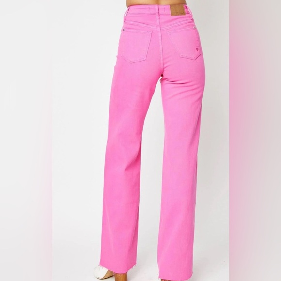 Judy Blue High Waisted Hot Pink 90’s Straight Leg Jeans - Picture 2 of 7